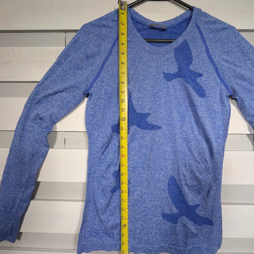 Oiselle Flyte Long Sleeve Shirt Medium Running Top Wings Out Altitude Blue Tech - Picture 6 of 7